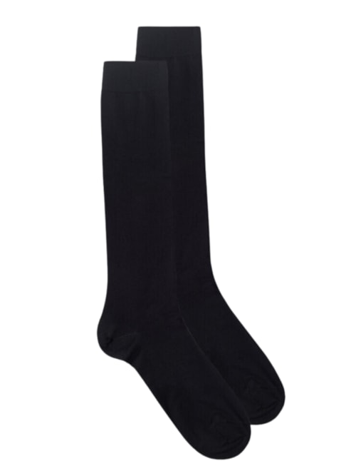 Meias Altas Em Algodão Supima Elástico - Preto