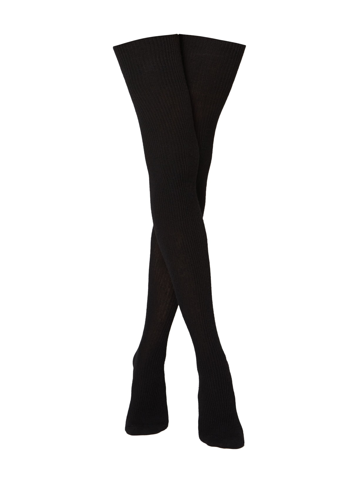 Meias Altas Em Lã Canelada - Preto