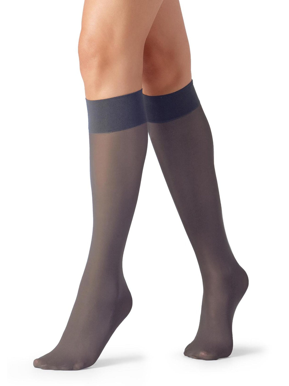 Meias Até o Joelho Fio 60 Em Microfibra - Azul