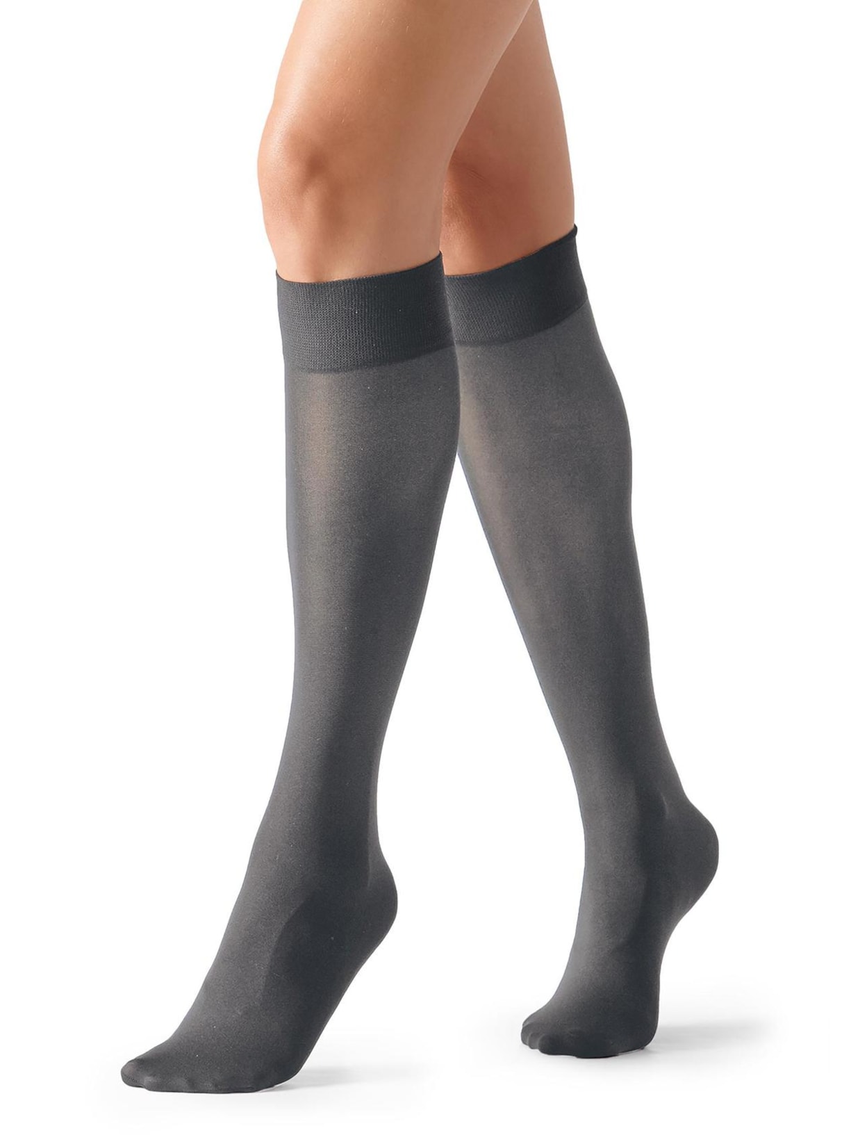 Meias Até o Joelho Fio 60 Em Microfibra - Cinza