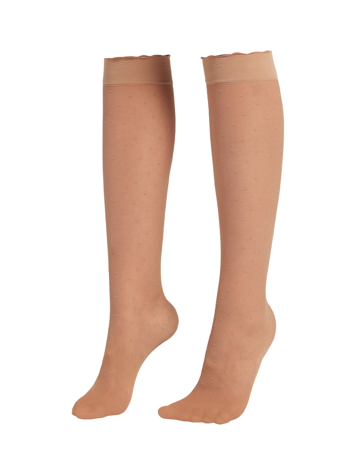 Meias Cano Alto Transparentes De Poá - Bege