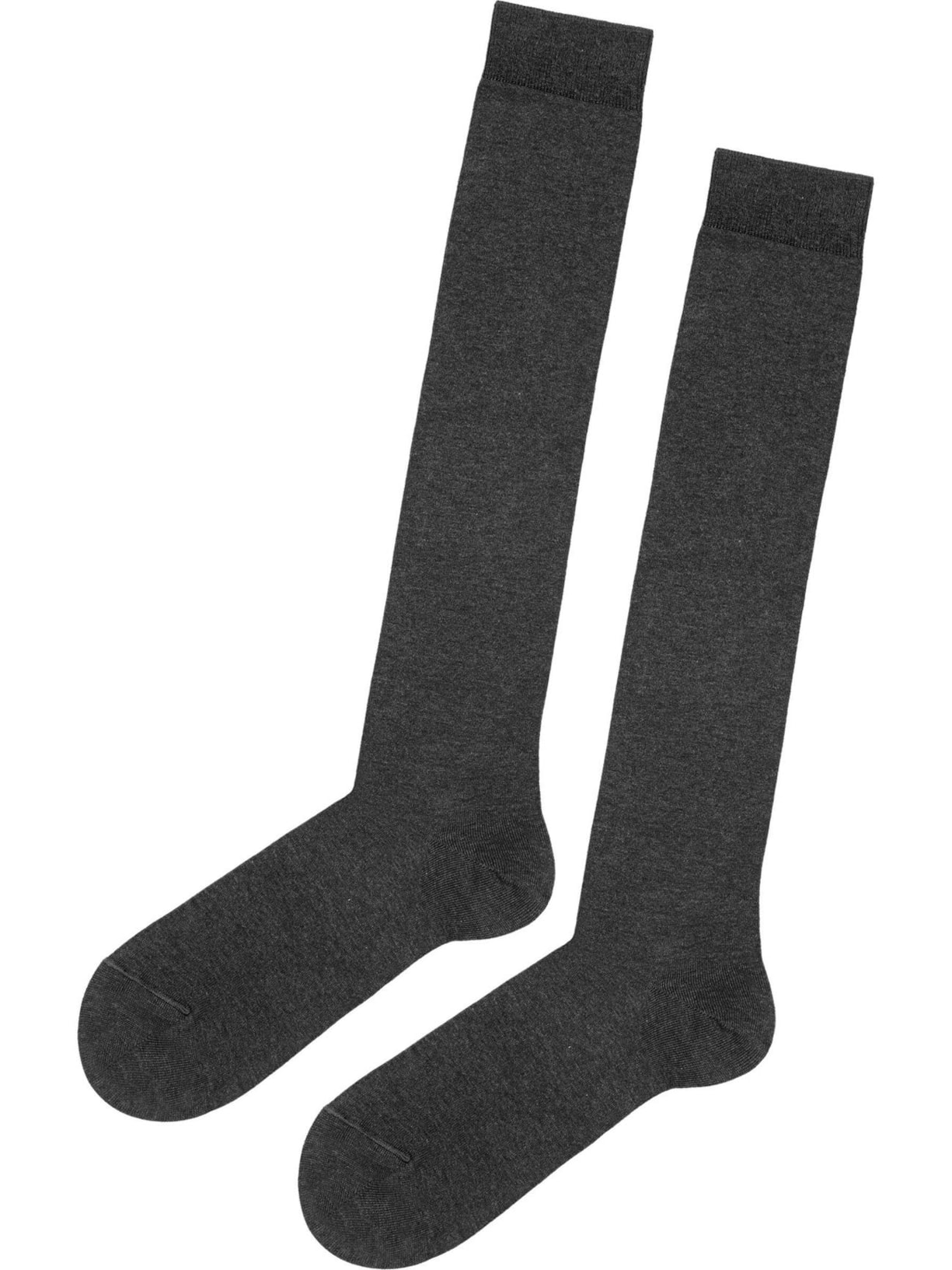 Meias Compridas Em Algodão Elástico - Cinza