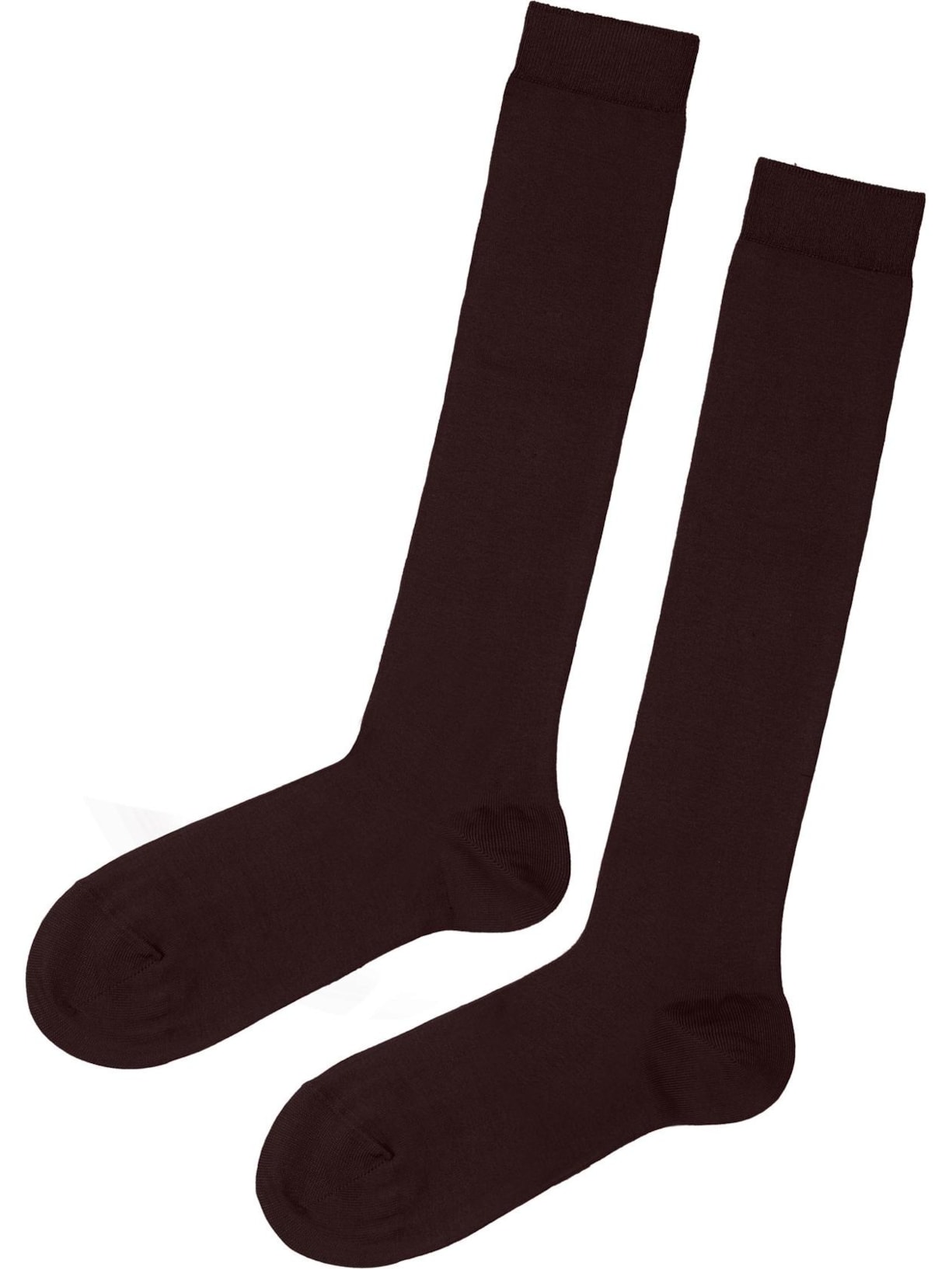 Meias Compridas Em Algodão Elástico - Marrom