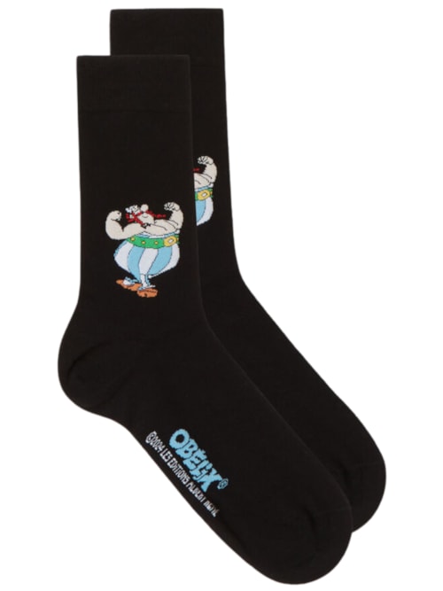 Meias Curtas Asterix Em Algodão - Preto