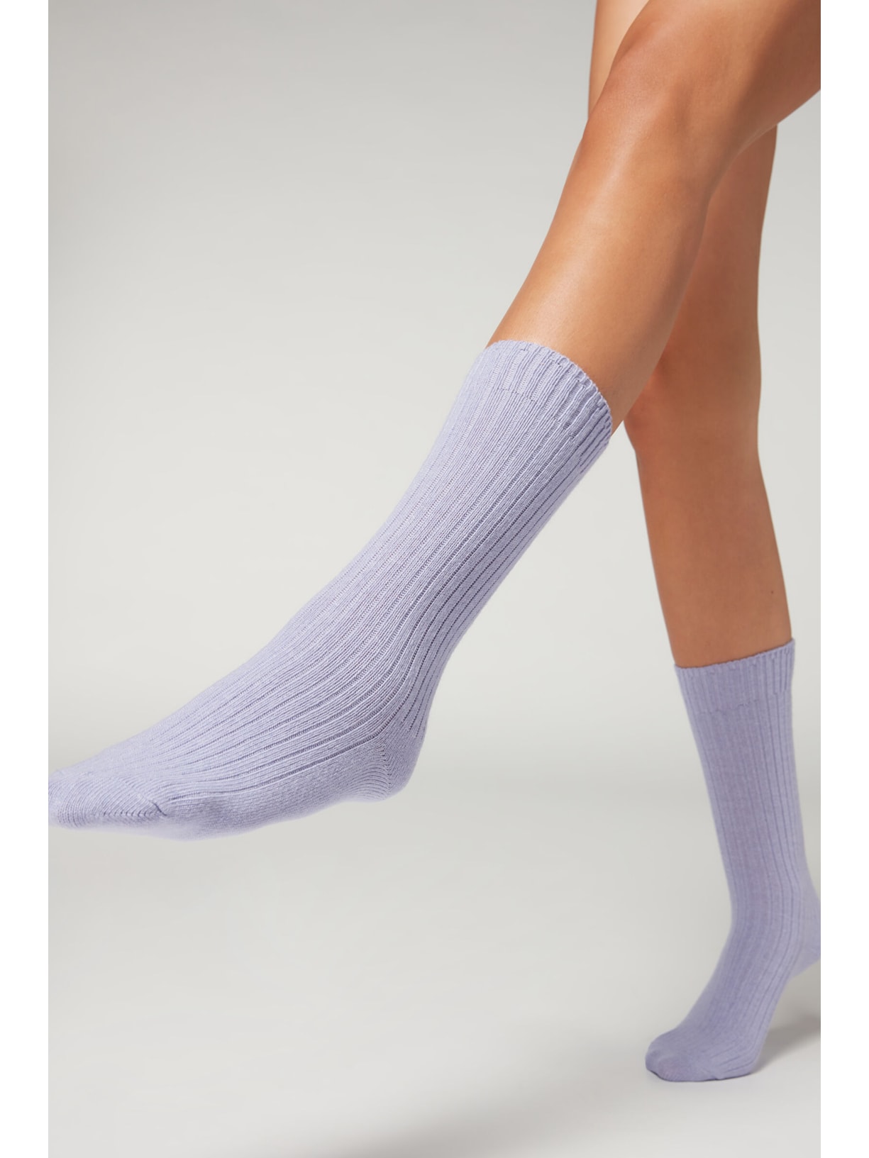 Meias Curtas Caneladas Com Lã e Cashmere Roxo Calzedonia