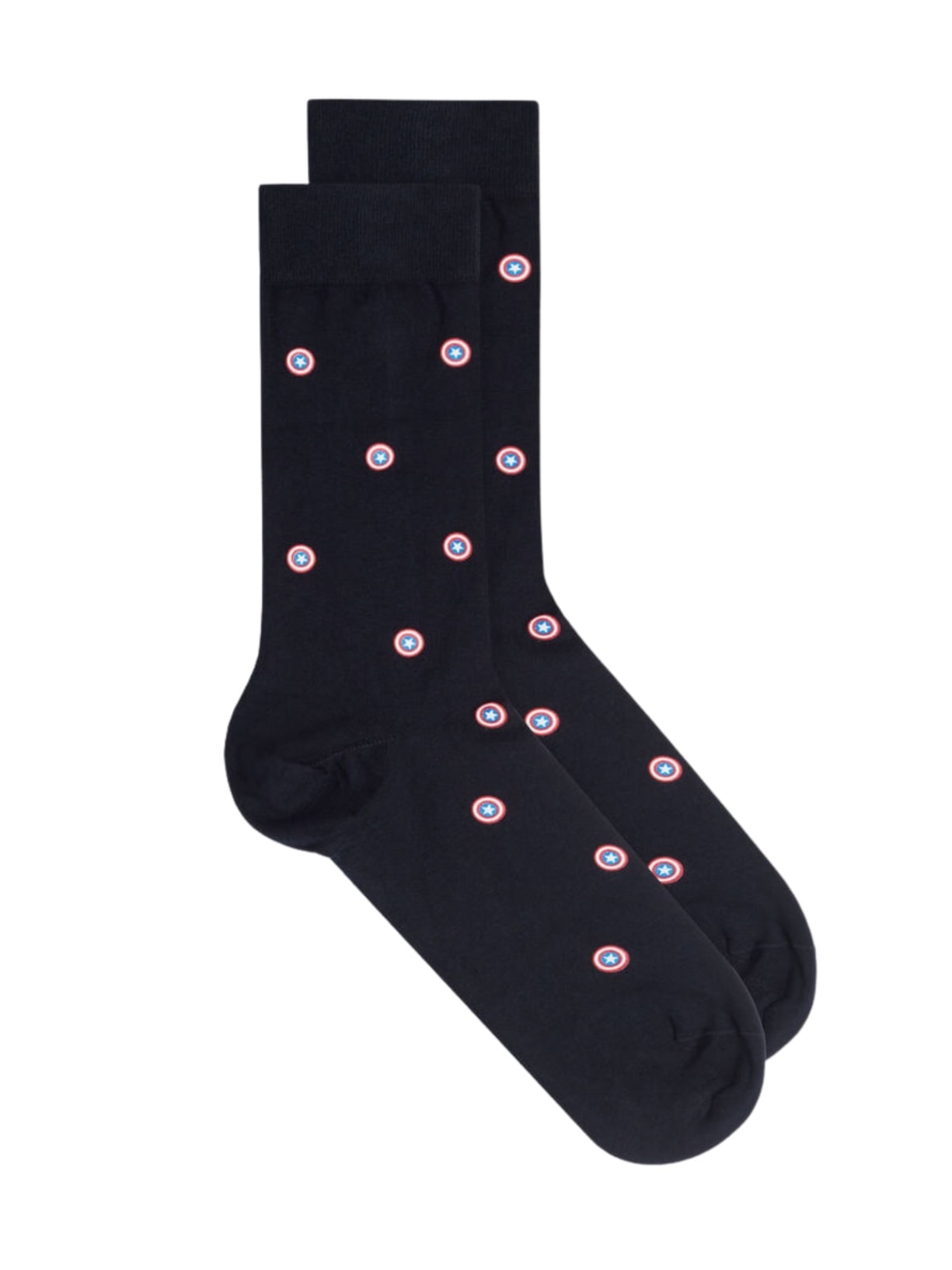 Meias Curtas Capitão América Em Algodão - Azul