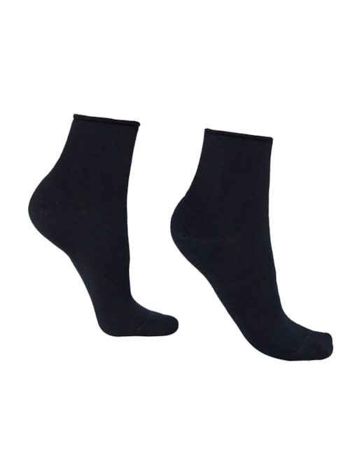 Meias Curtas Com Cashmere Sem Punho - Azul