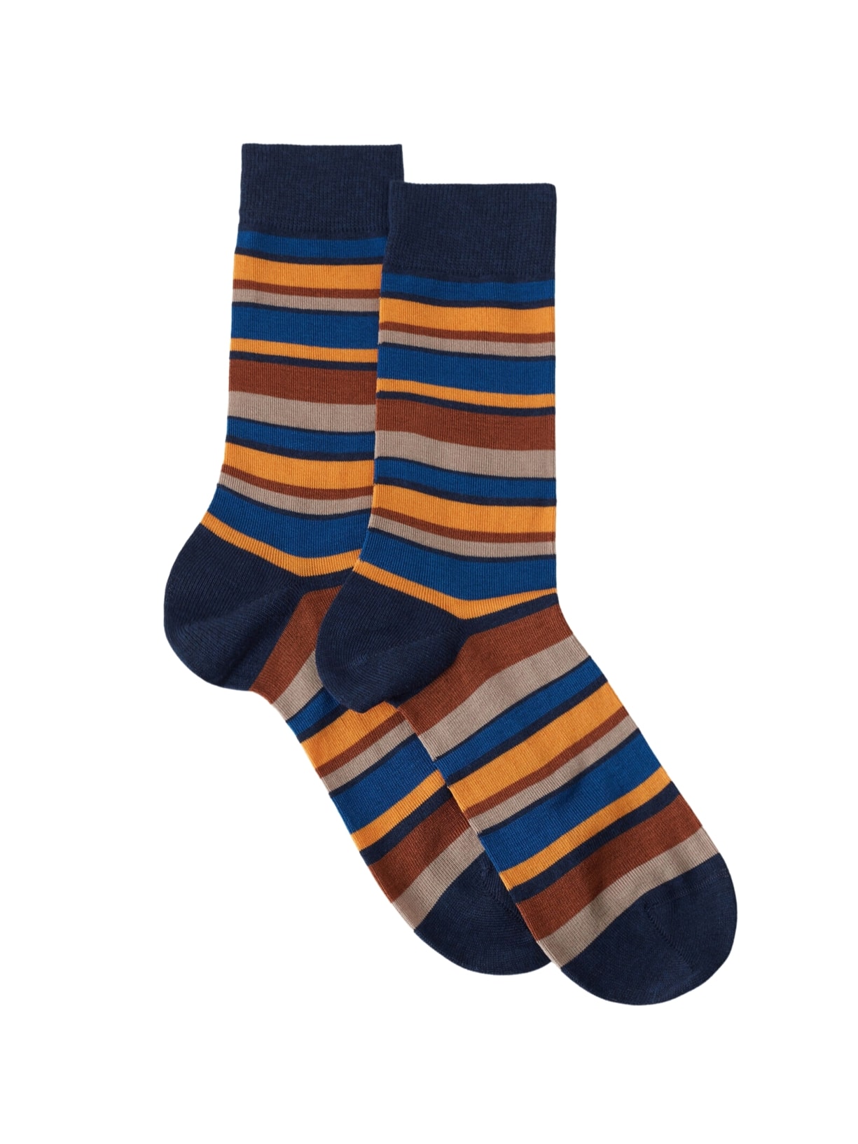 Meias Curtas Com Listras Coloridas Para Homem - Azul