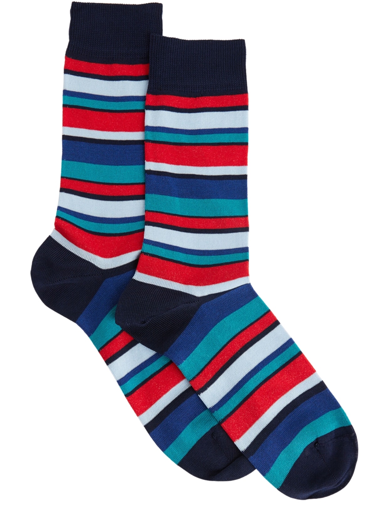 Meias Curtas Com Listras Coloridas Para Homem Azul Calzedonia