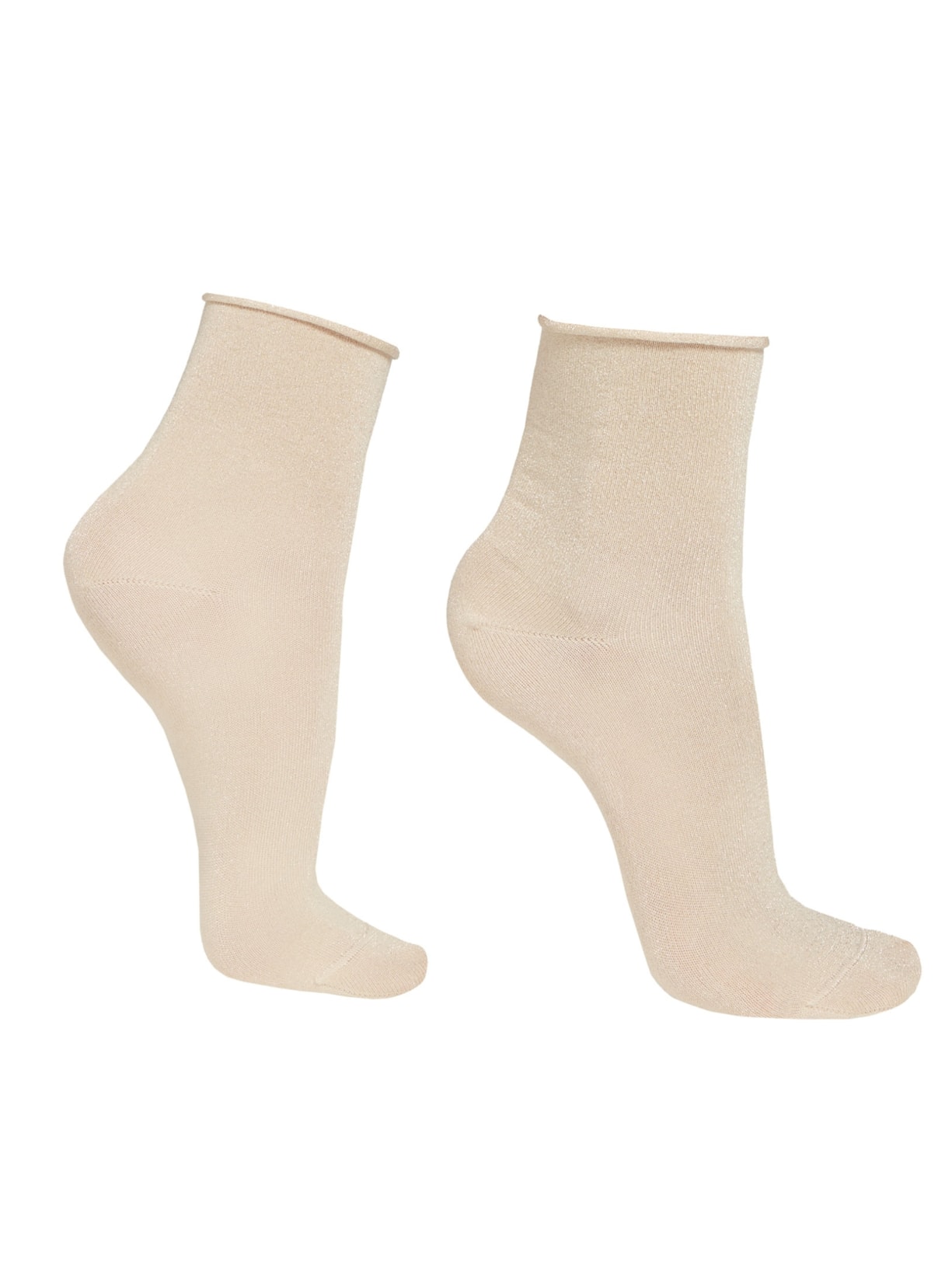 Meias Curtas De Glitter - Bege