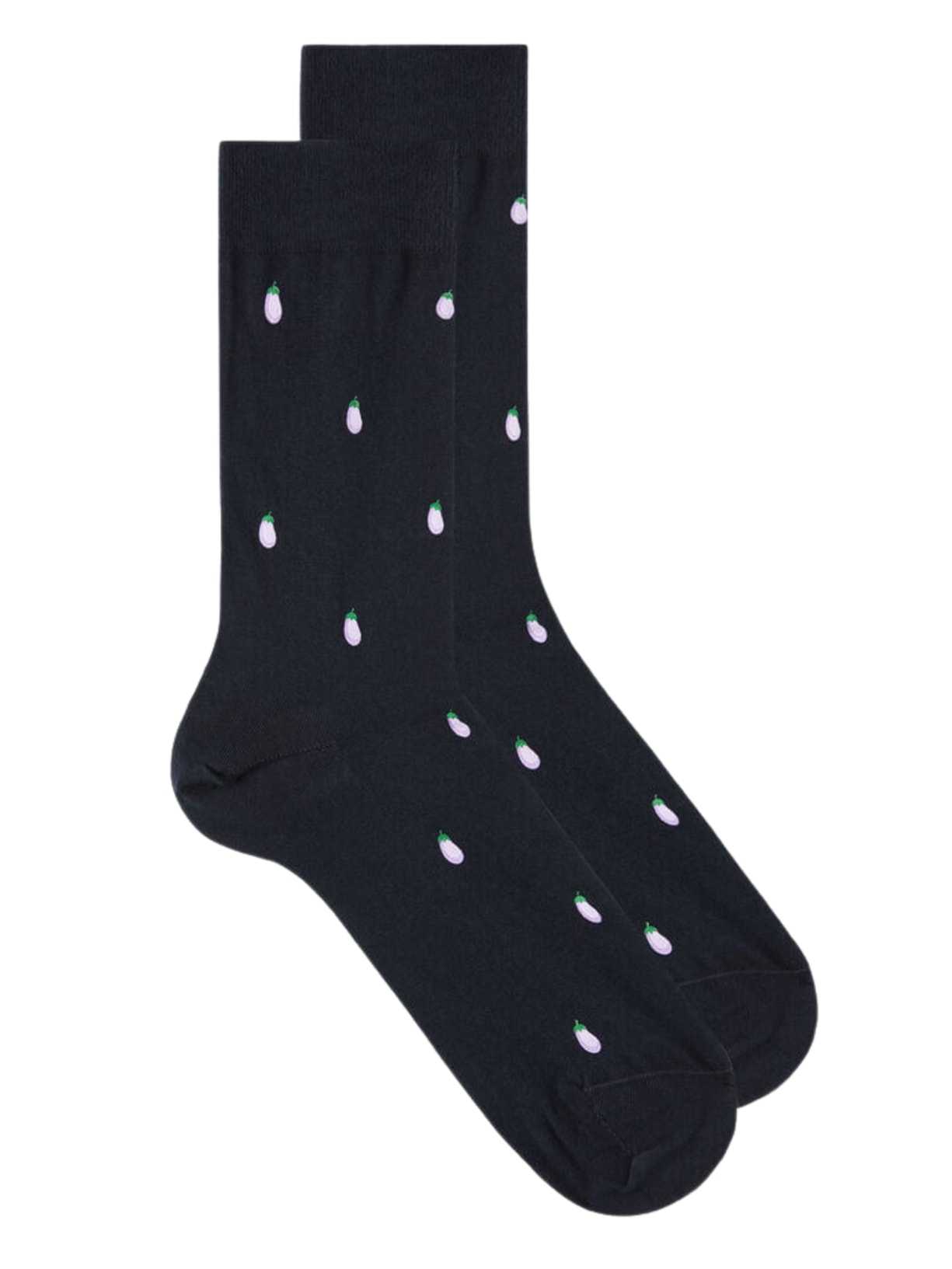 Meias Curtas Em Algodão Com Estampa - Azul