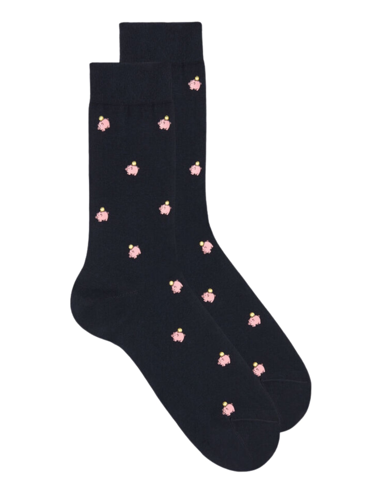 Meias Curtas Em Algodão Com Estampa - Azul