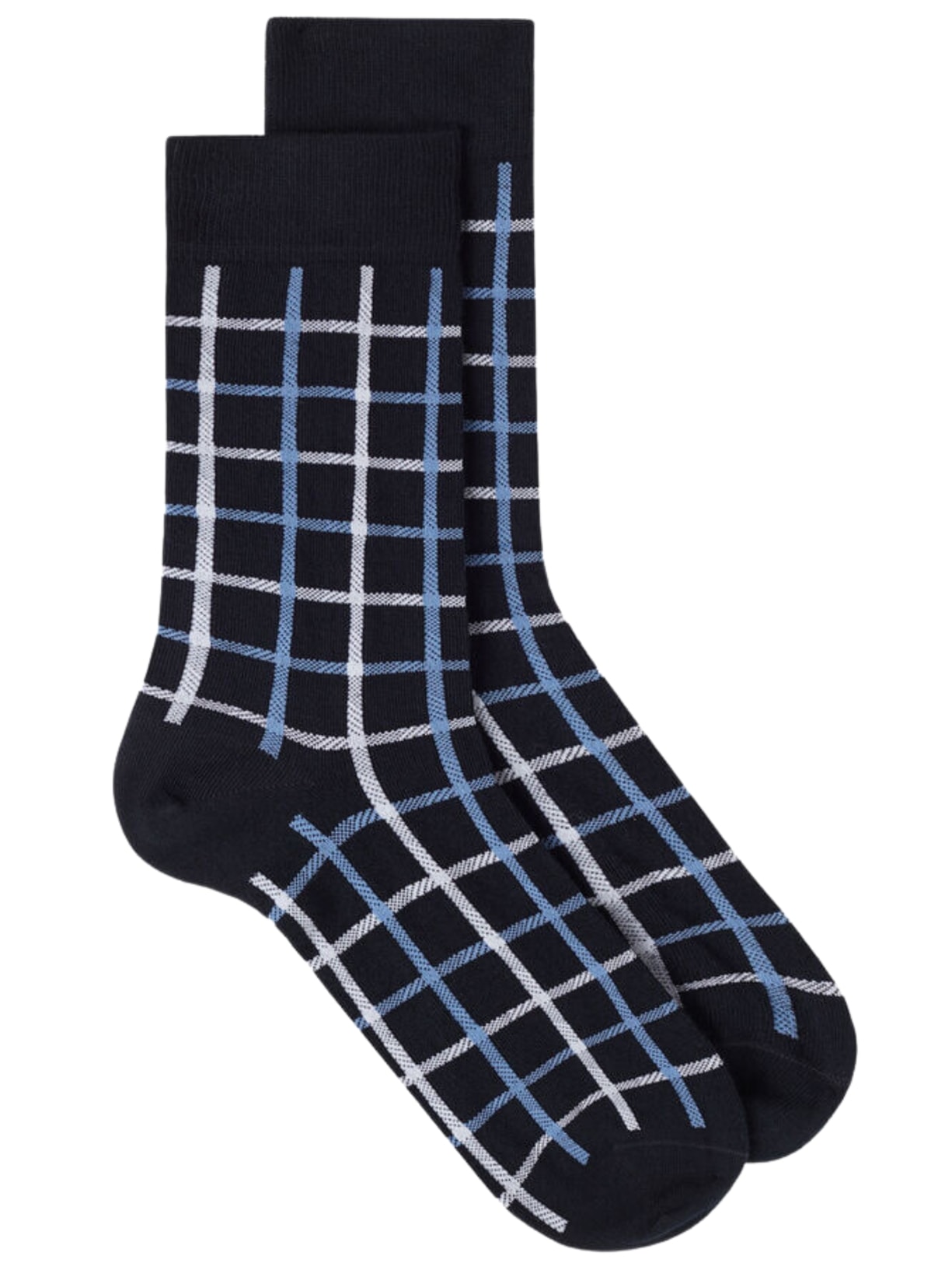 Meias Curtas Em Algodão Com Estampa - Azul