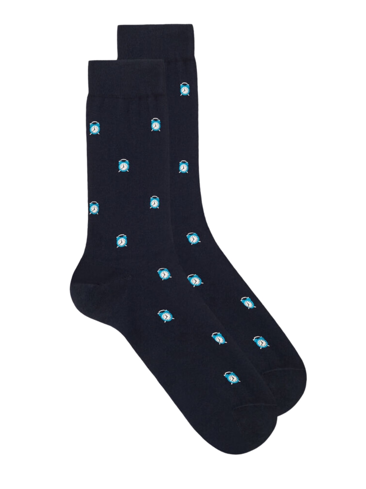 Meias Curtas Em Algodão Com Estampa - Azul