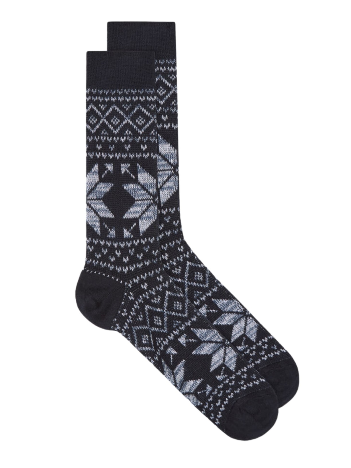 Meias Curtas Em Algodão Com Estampa - Azul