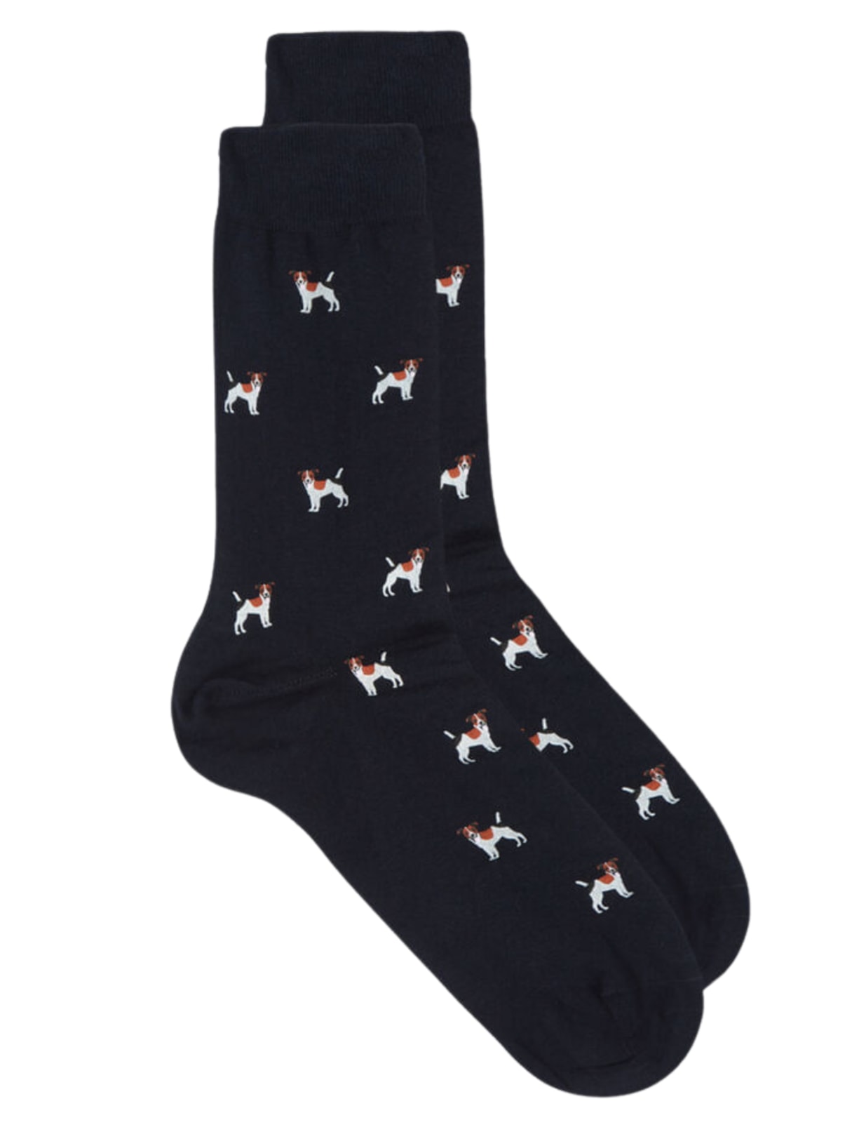 Meias Curtas Em Algodão Com Estampa - Azul