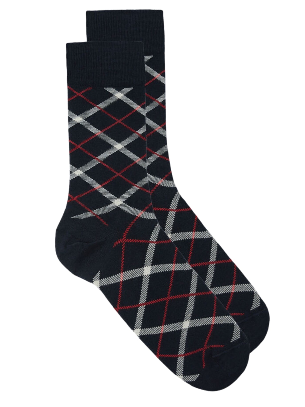 Meias Curtas Em Algodão Com Estampa - Azul