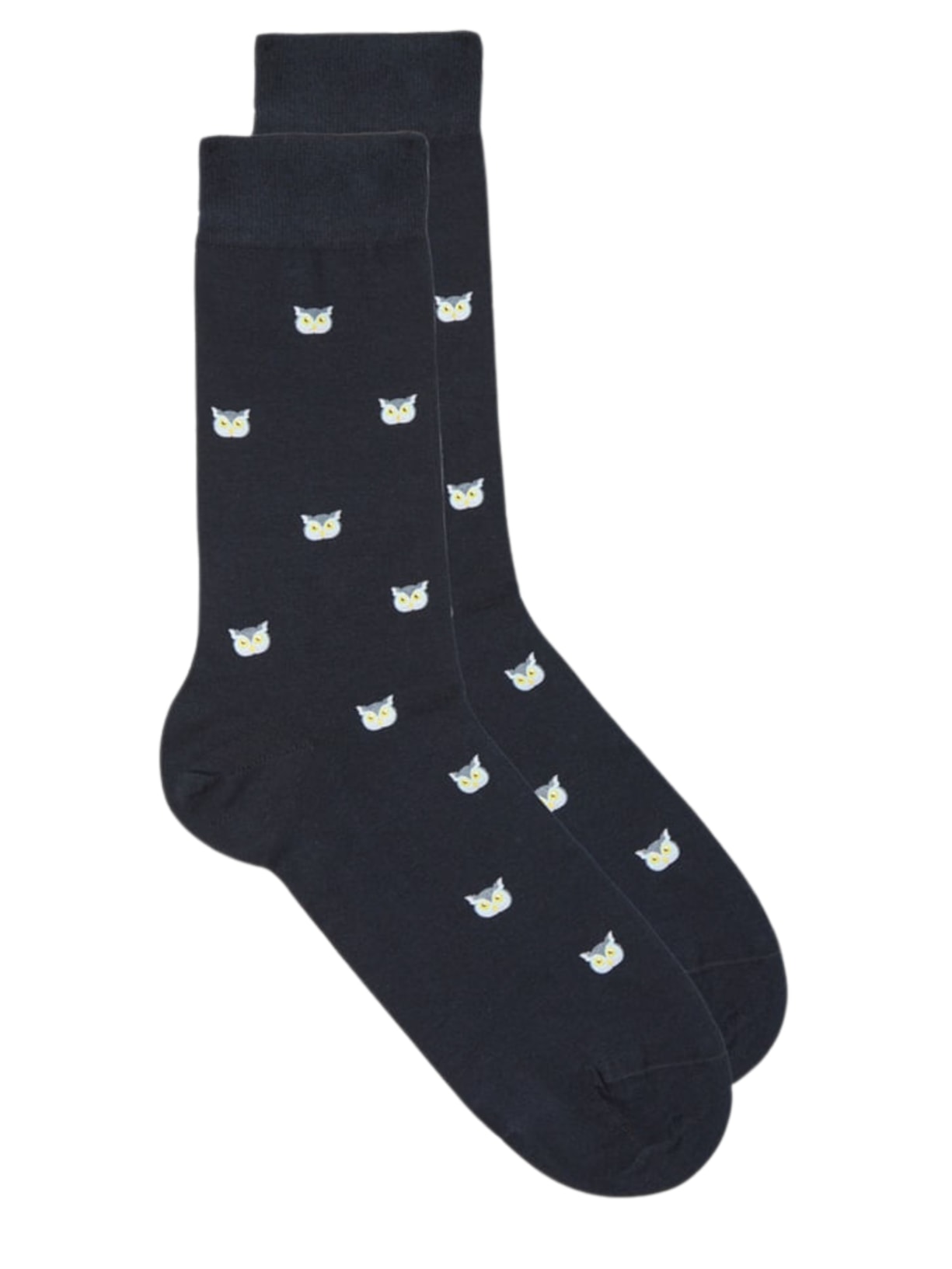 Meias Curtas Em Algodão Com Estampa - Azul