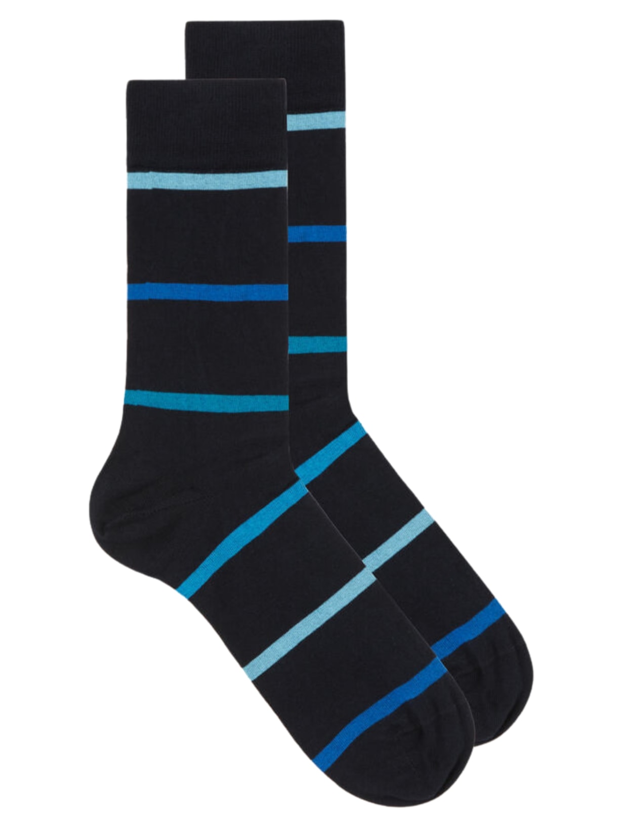 Meias Curtas Em Algodão Com Estampa - Azul