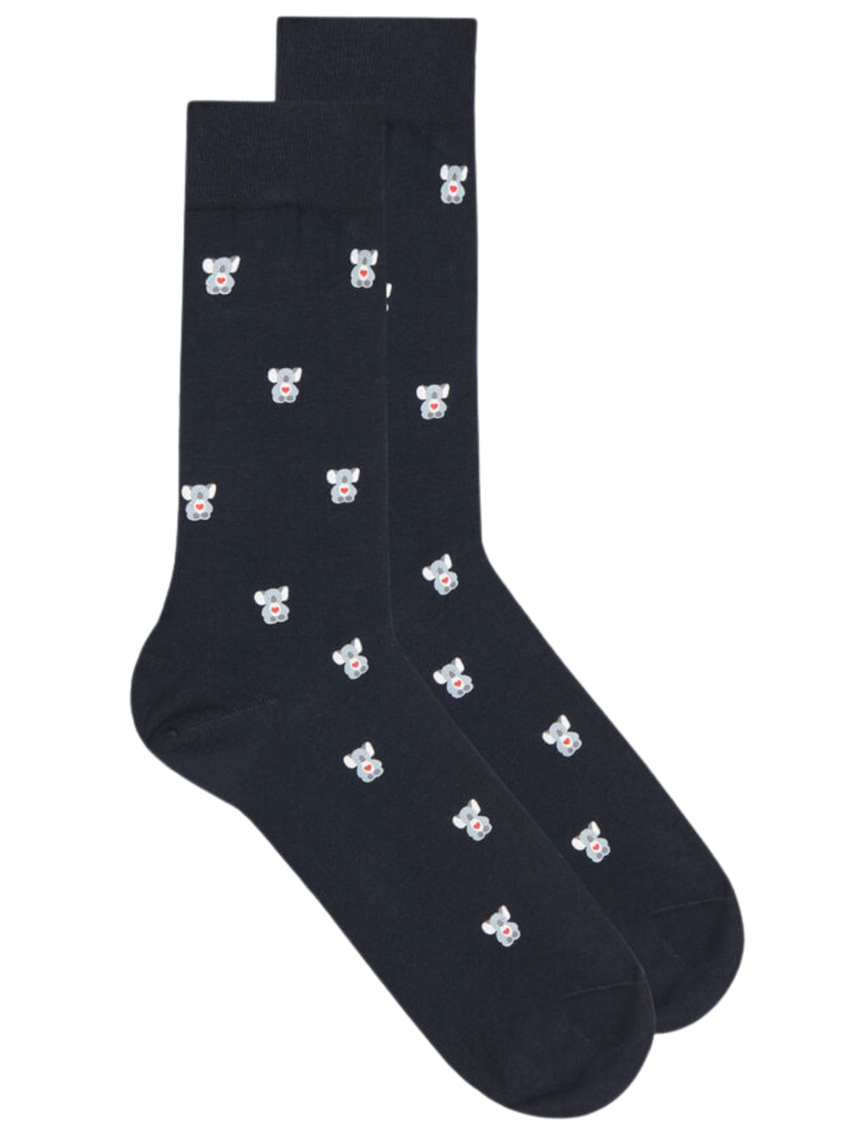 Meias Curtas Em Algodão Com Estampa - Azul