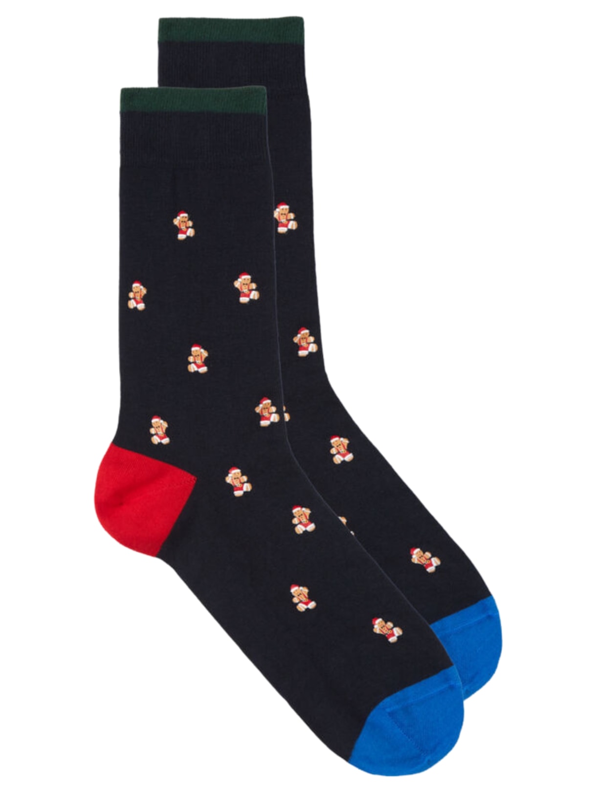 Meias Curtas Em Algodão Com Estampa - Azul