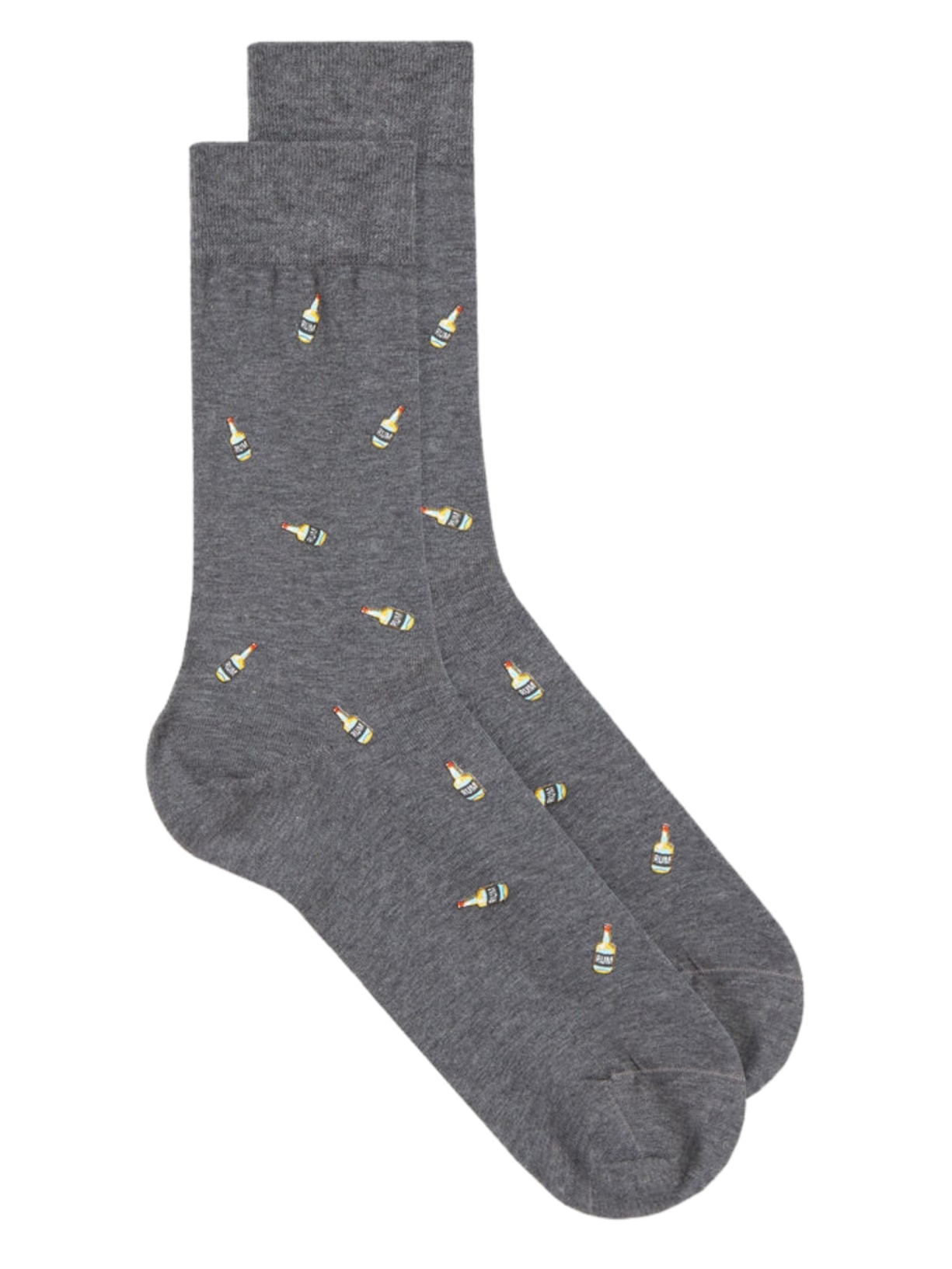 Meias Curtas Em Algodão Com Estampa - Cinza