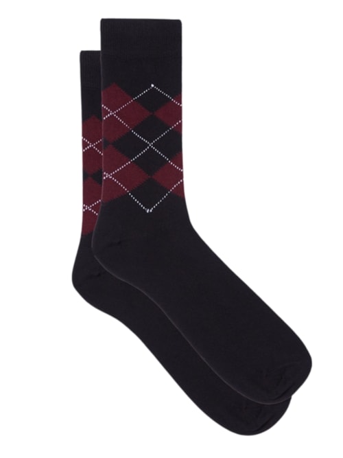 Meias Curtas Em Algodão Com Estampa - Preto