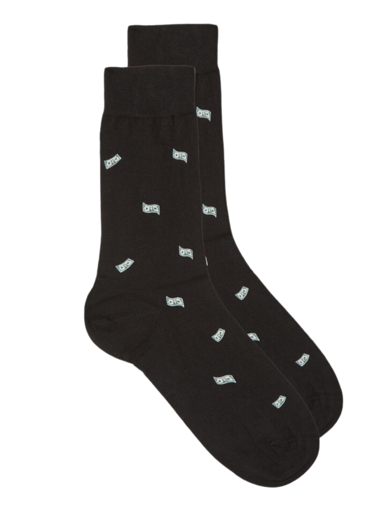 Meias Curtas Em Algodão Com Estampa - Preto