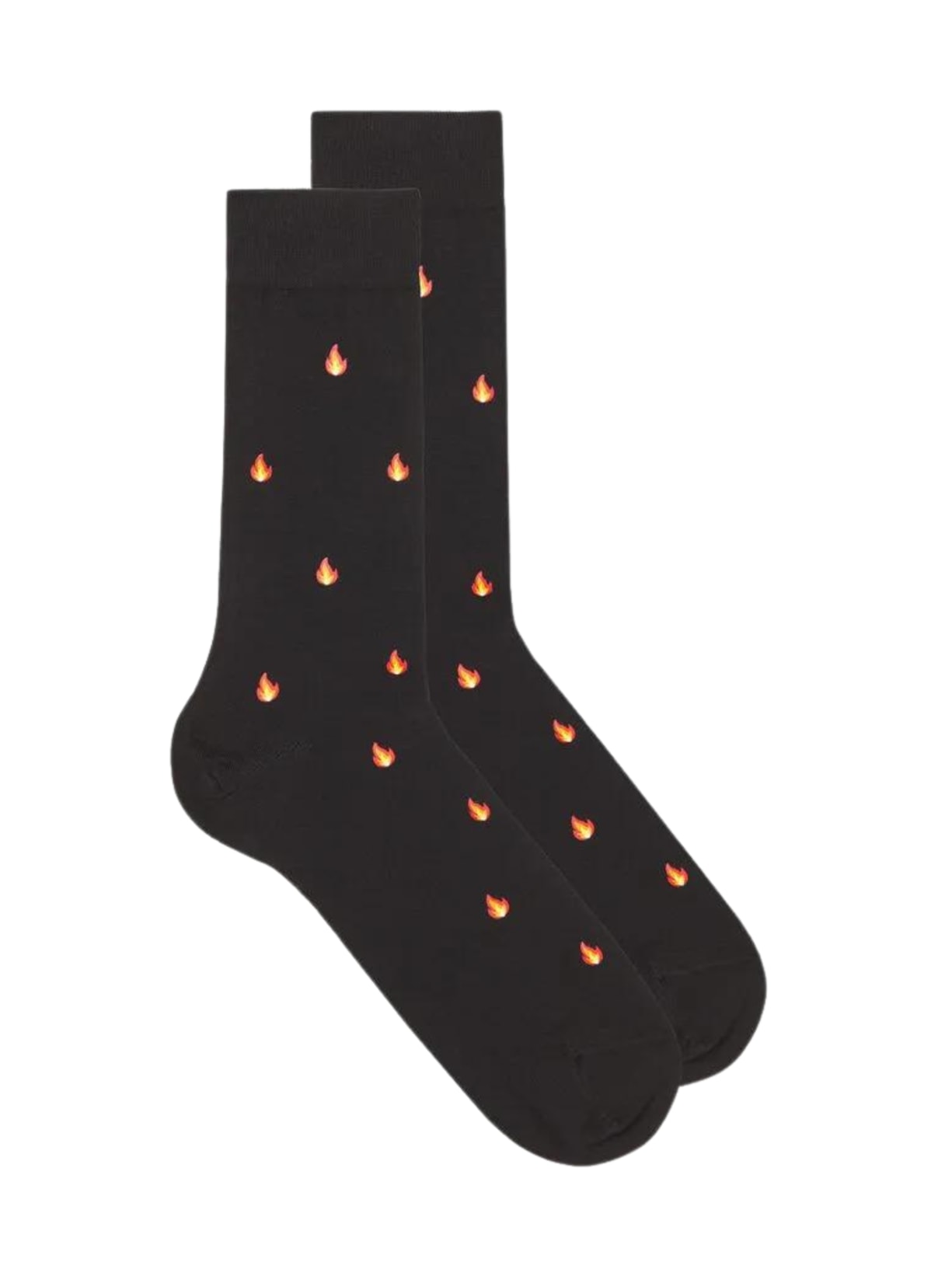 Meias Curtas Em Algodão Com Estampa - Preto