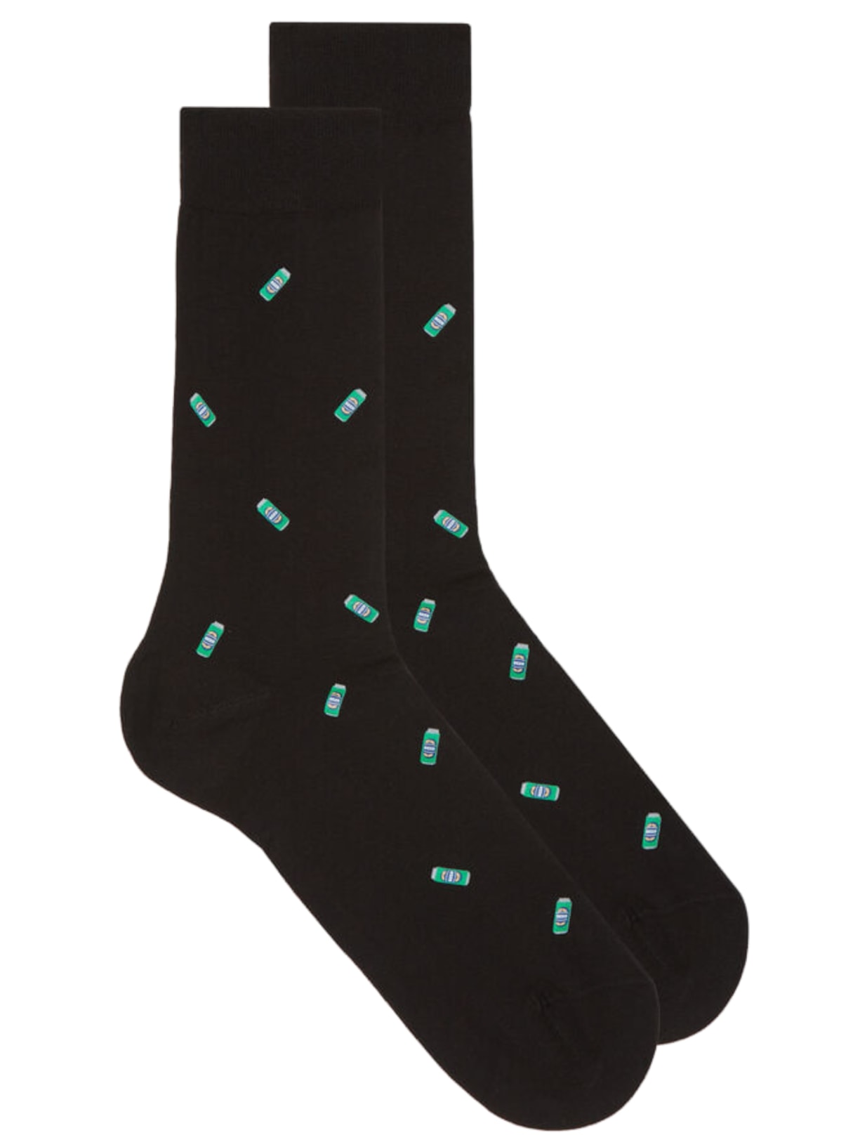 Meias Curtas Em Algodão Com Estampa - Preto