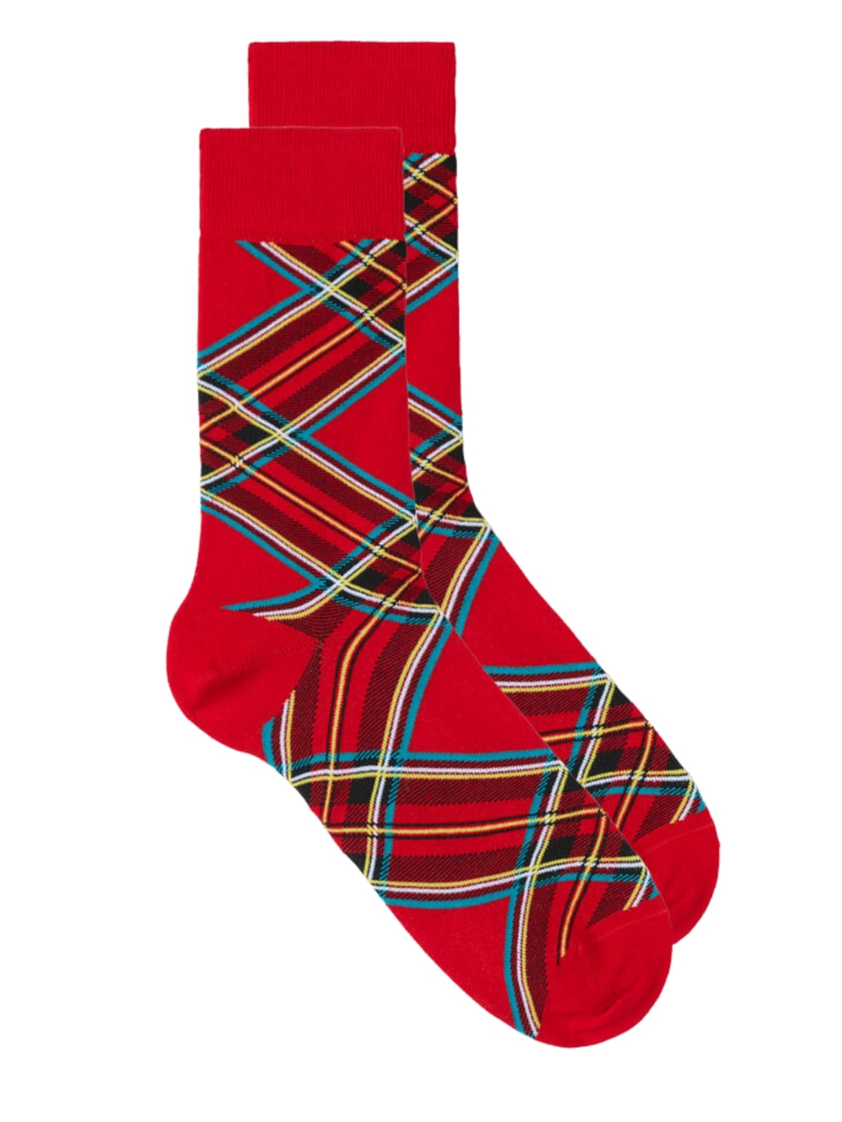 Meias Curtas Em Algodão Com Estampa - Vermelho