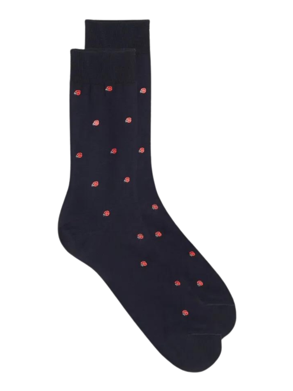 Meias Curtas Em Algodão Fio-De-Escócia Com Estampa - Azul