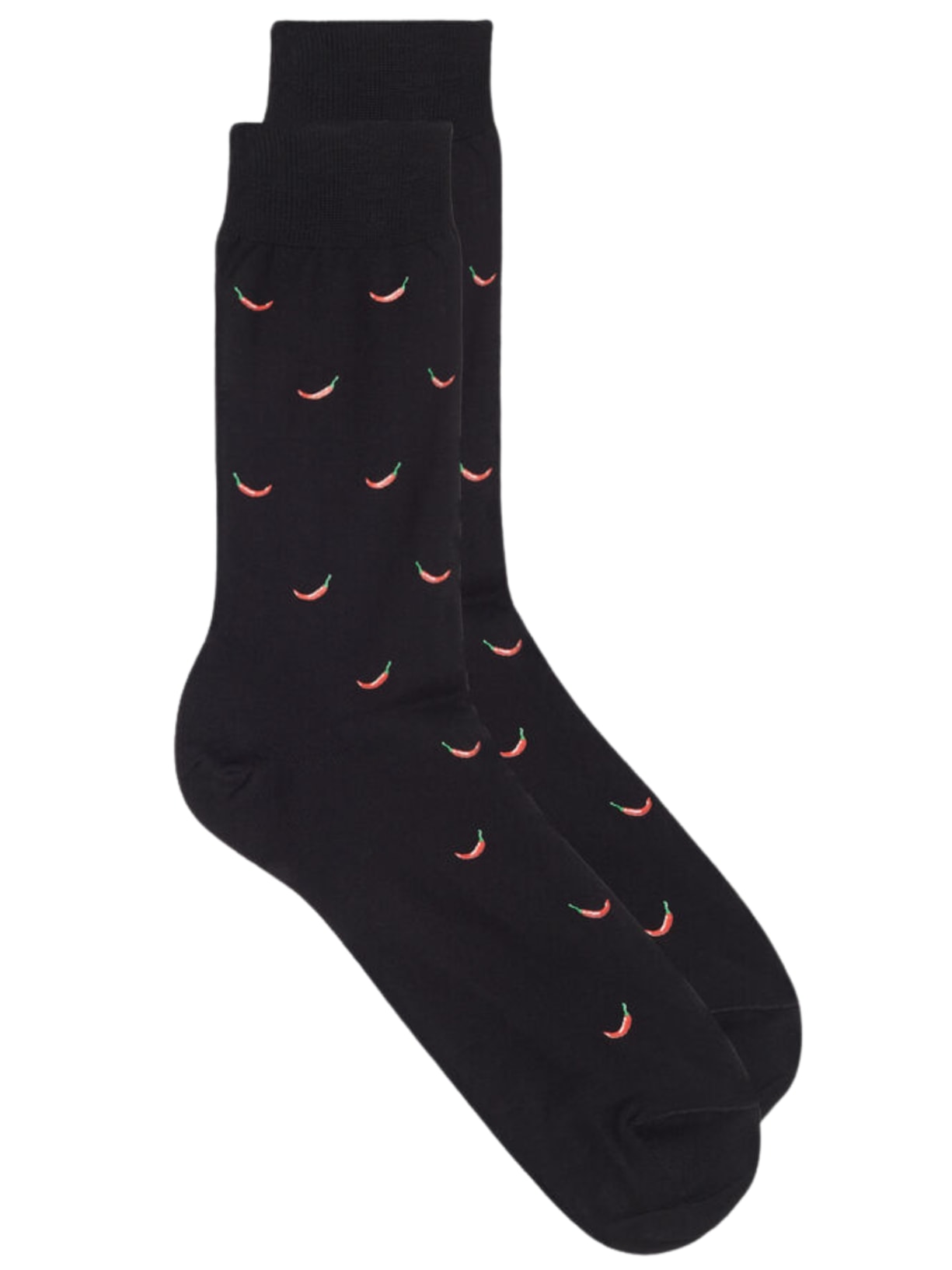 Meias Curtas Em Algodão Fio-De-Escócia Com Padrão - Preto