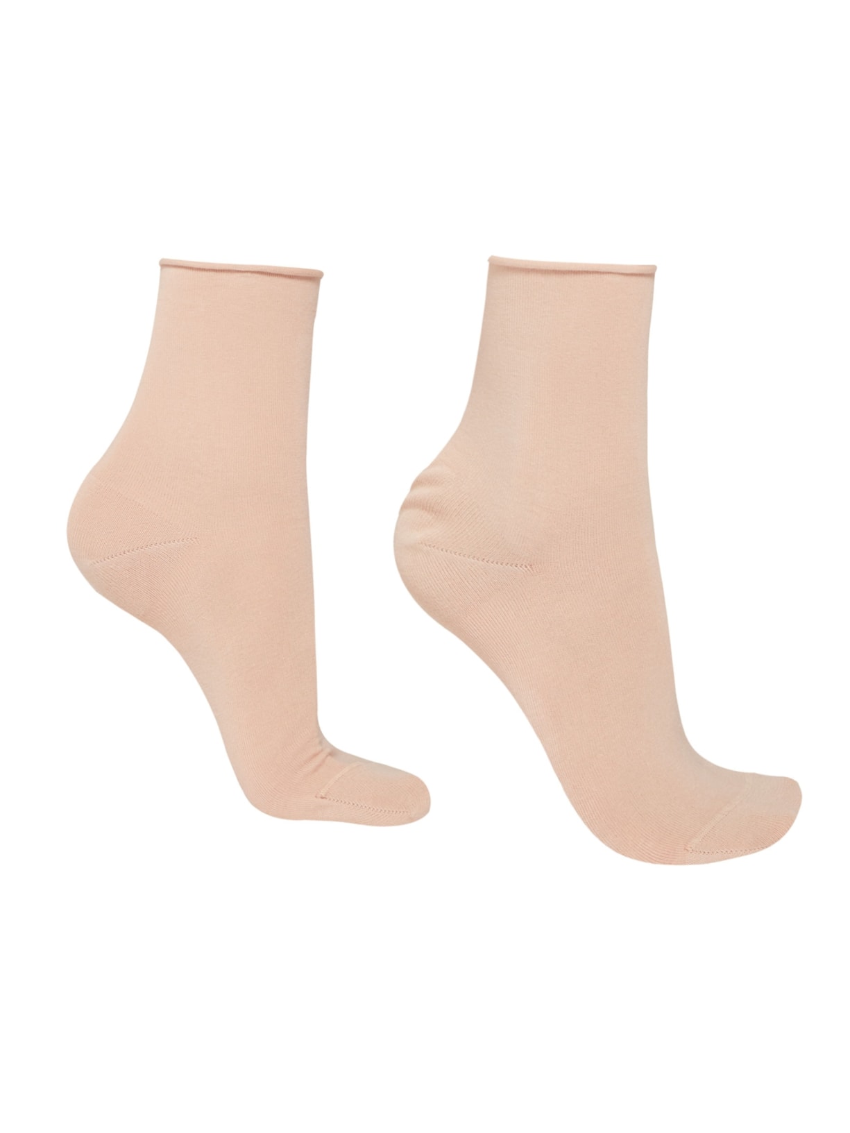 Meias Curtas Em Algodão Sem Elástico - Rosa