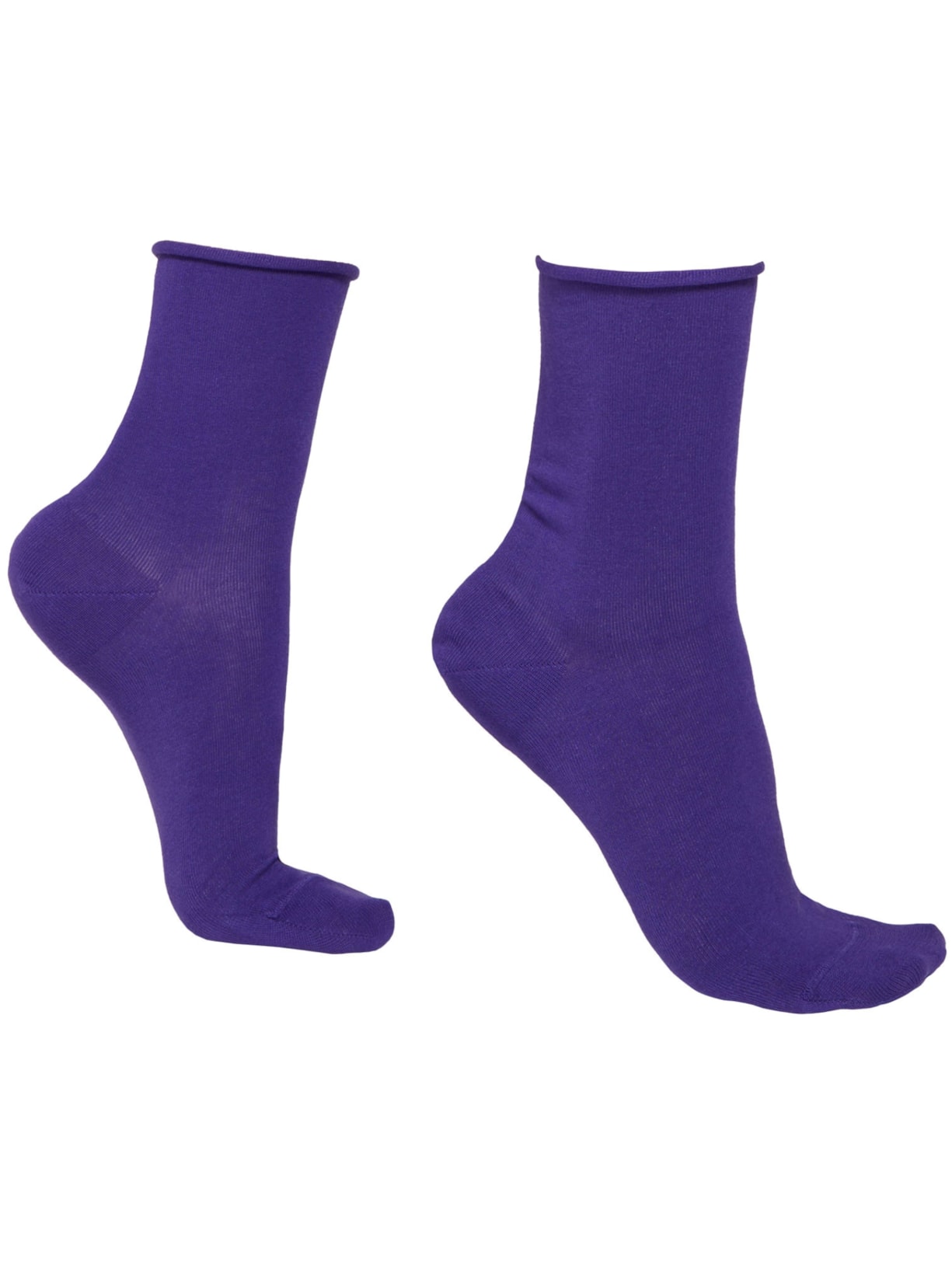 Meias Curtas Em Algodão Sem Elástico - Roxo