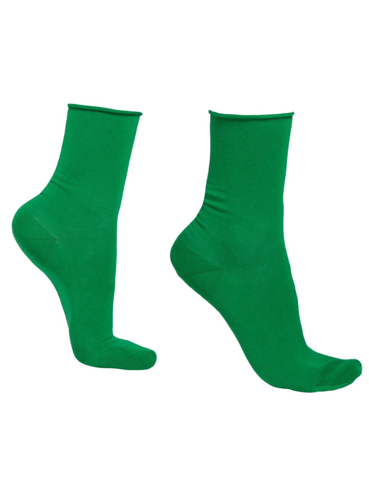 Meias Curtas Em Algodão Sem Elástico - Verde