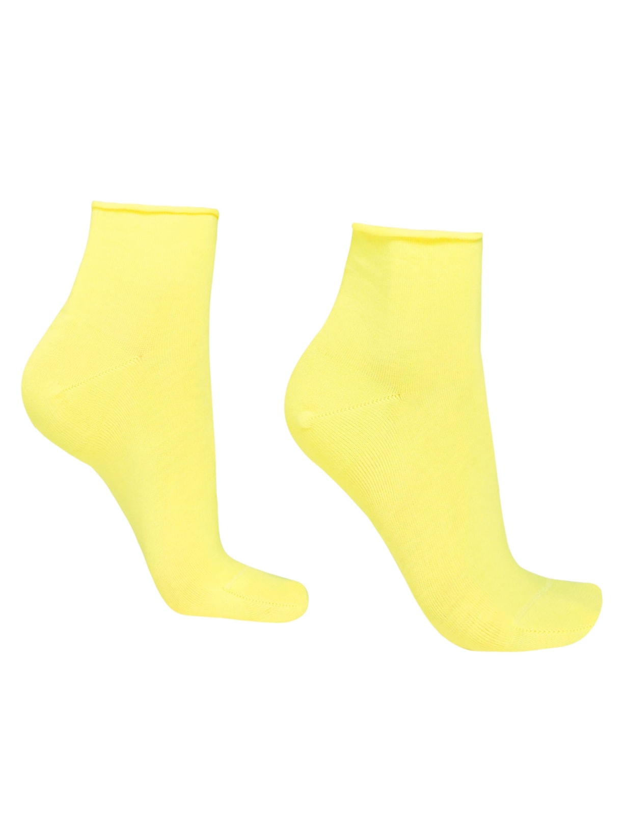 Meias Curtas Em Algodão Sem Punho - Amarelo