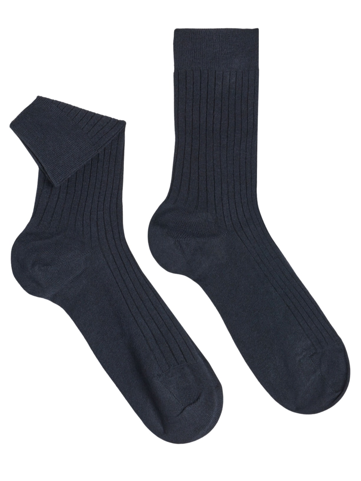 Meias Curtas Em Cashmere Canelado Para Homem - Azul