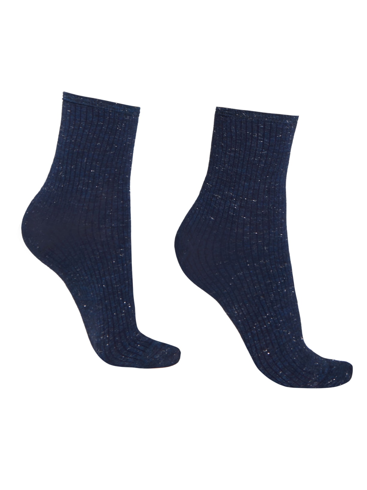 Meias Curtas Em Cashmere Com Glitter - Azul