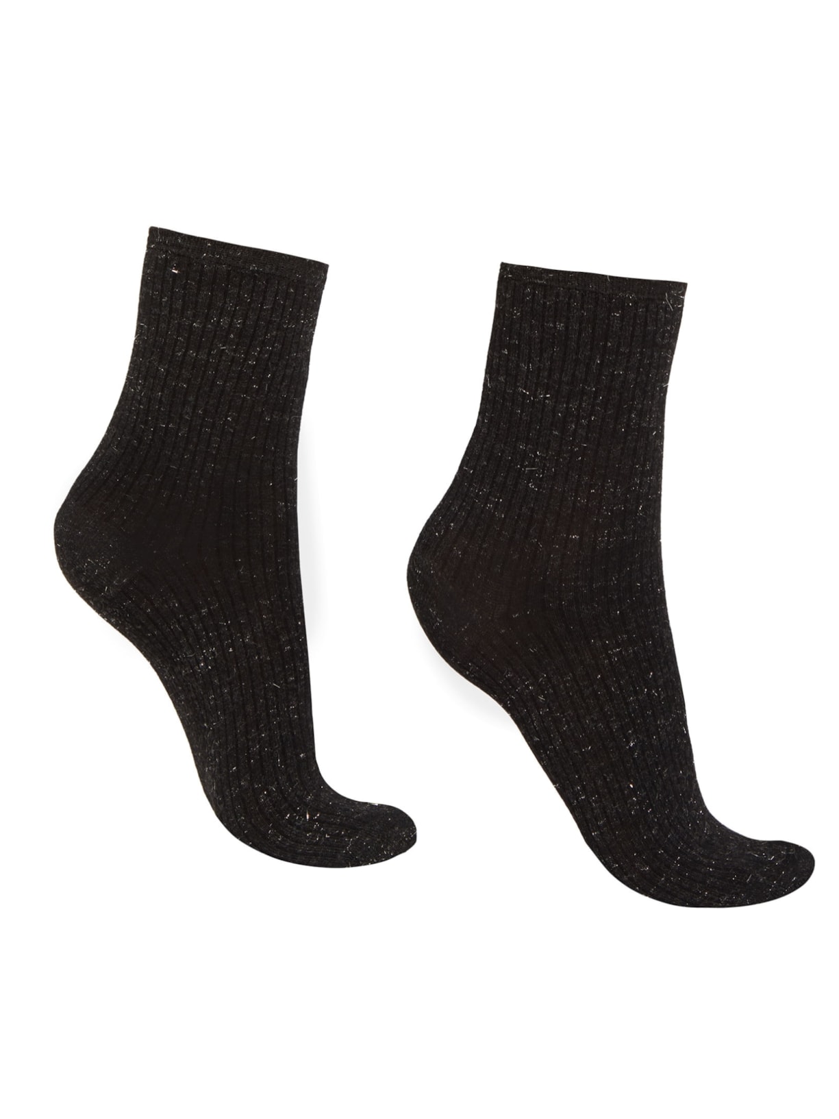Meias Curtas Em Cashmere Com Glitter - Preto
