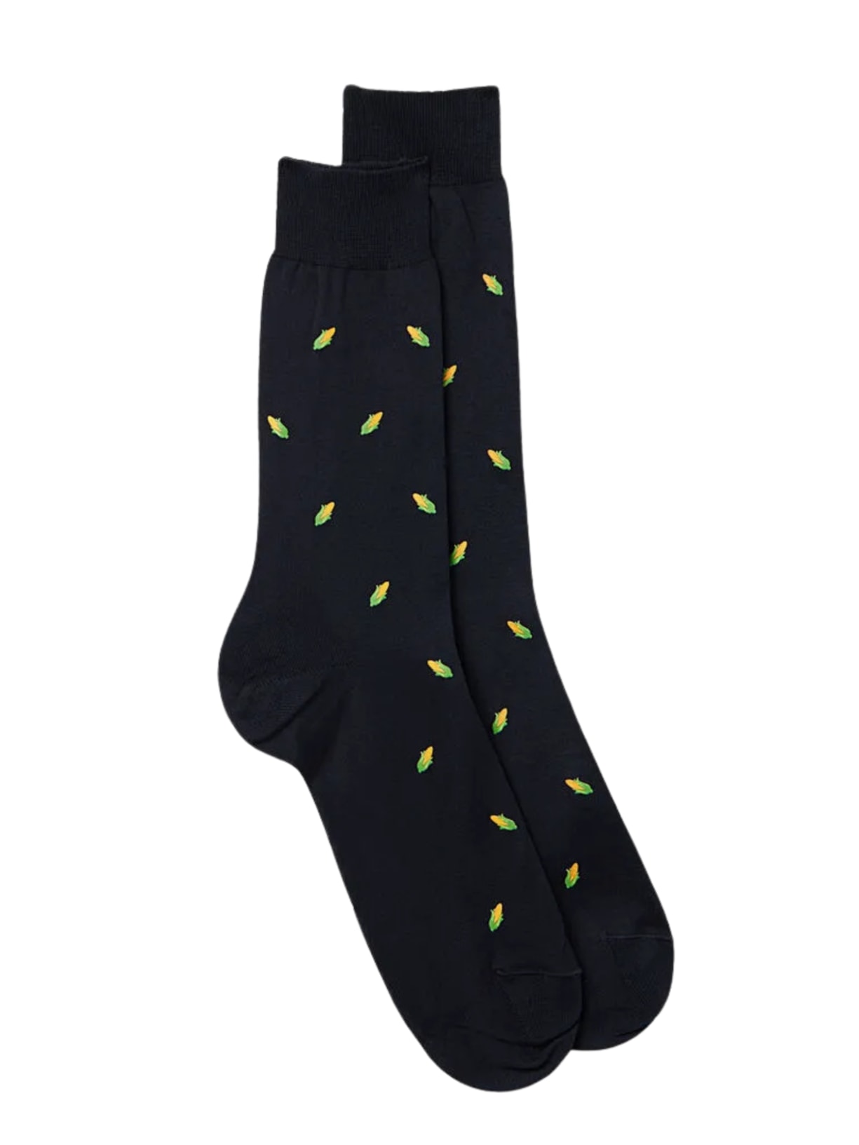 Meias Curtas Em Fio De Escócia Com Estampa - Azul