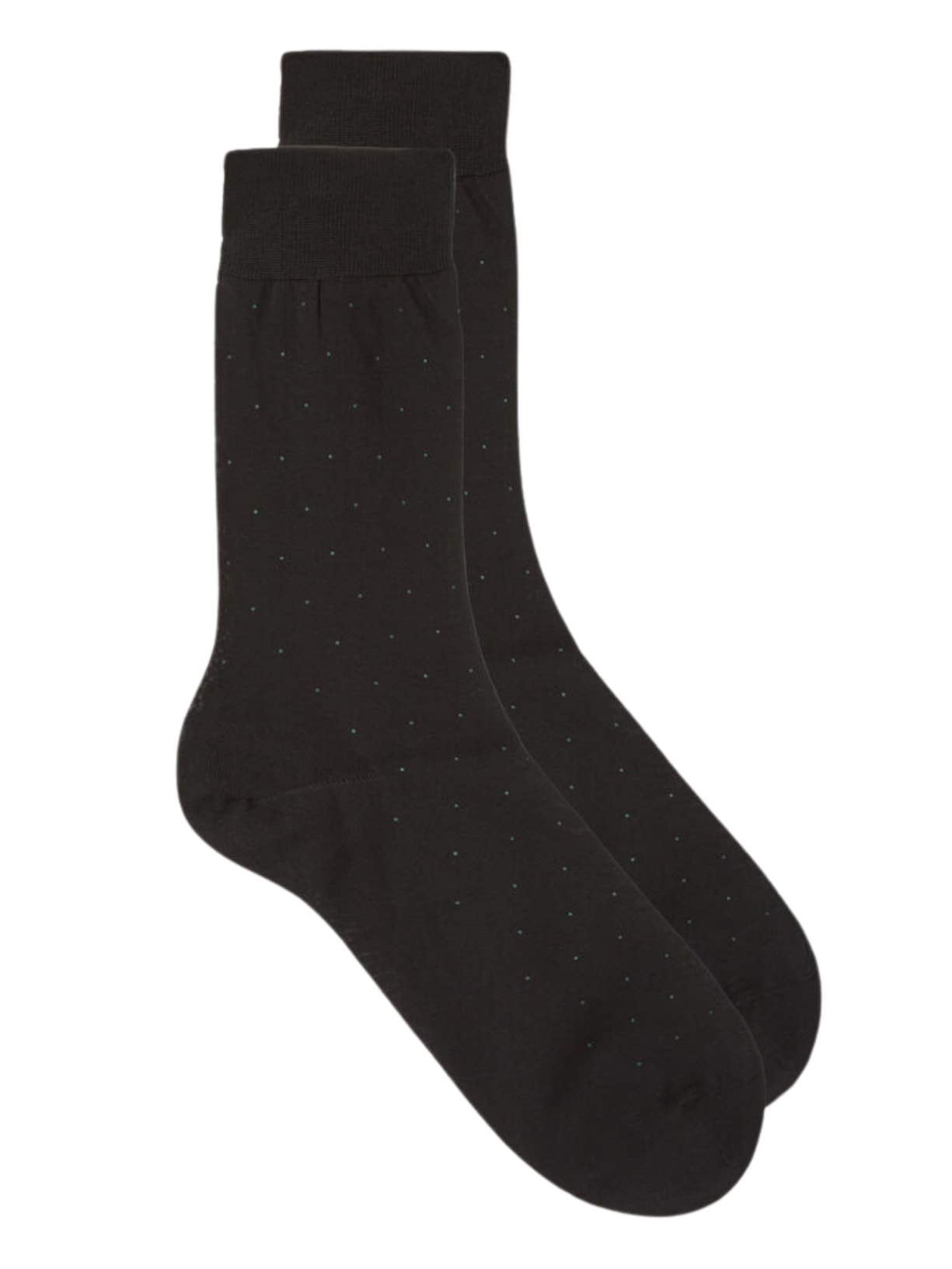 Meias Curtas Em Fio-De-Escócia Com Estampa - Preto