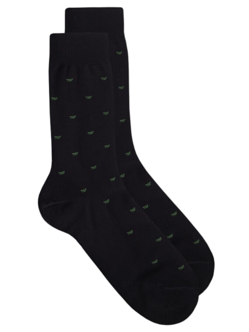 Meias Curtas Para Homem Em Algodão Fio De Escócia Com Padrão - Preto