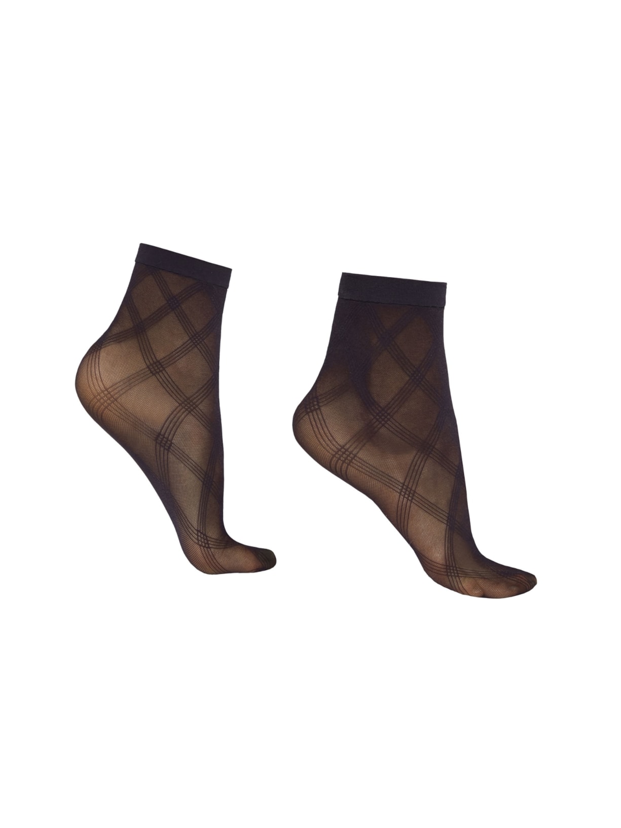 Meias Curtas Transparentes Com Estampa Geométrica - Azul