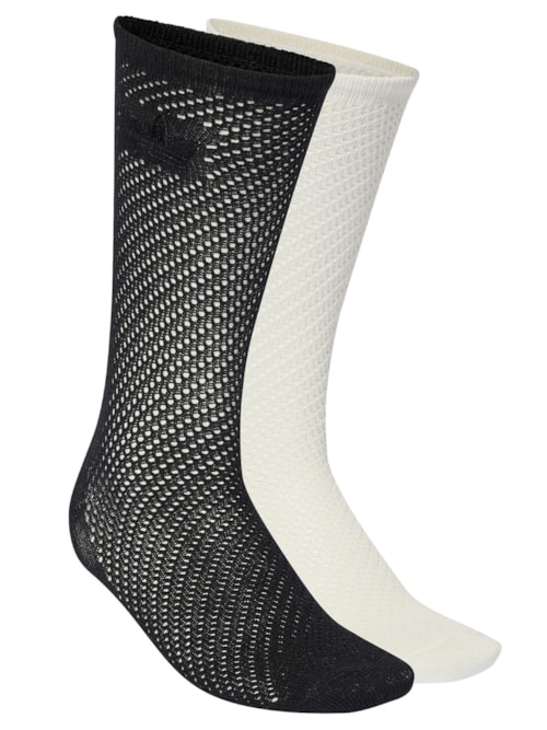 Meias Feminina Crochet S 2Pares - Branco