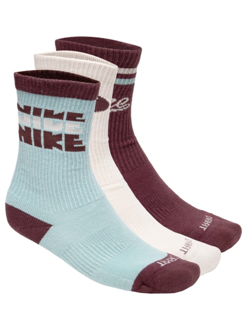 Meias Femininas Everyday Plus 3 Pares - Vermelho