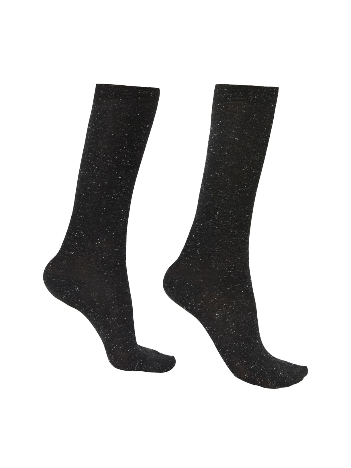 Meias Longas Com Glitter - Preto