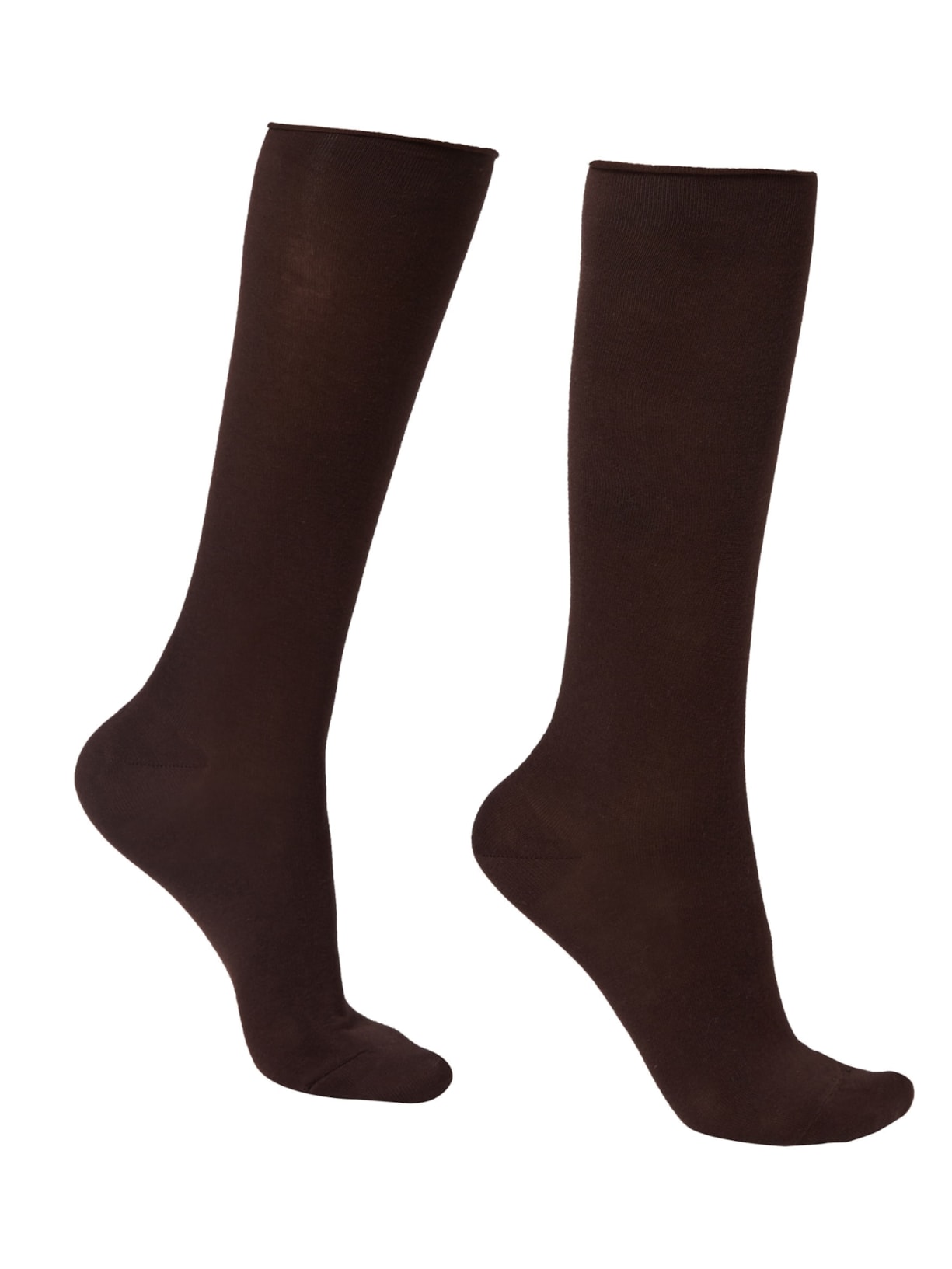 Meias Longas Em Algodão - Marrom