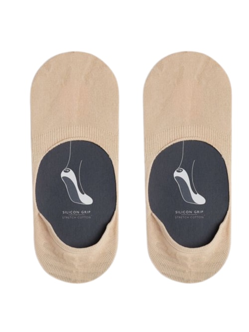 Meias Soquete De Algodão Elástico - Bege