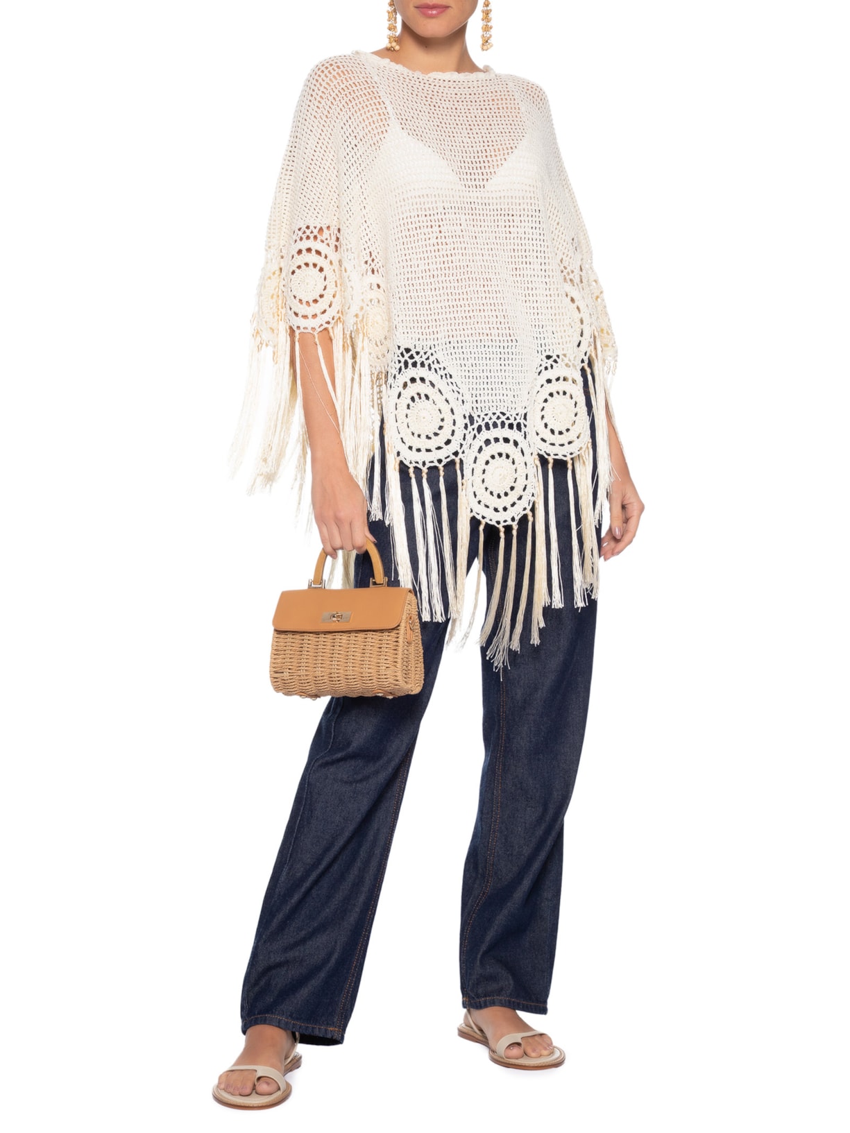 Mia Poncho Feminino Off White Nannacay